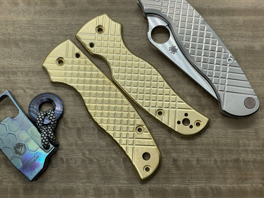 FRAG milled Tumbled Brass Scales for SHAMAN Spyderco