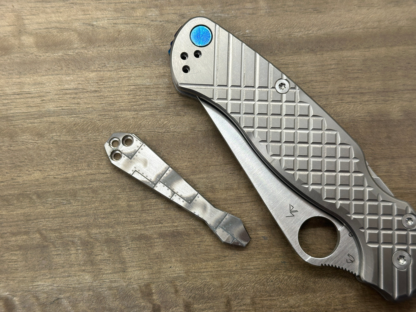 Riveted Airplane engraved Dmd Titanium CLIP for most Spyderco models