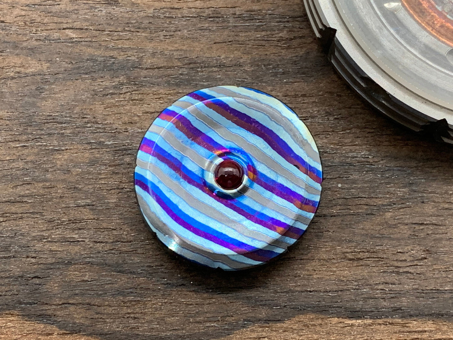 1" ZircuTi TWIST Spinning Worry Coin Black Timascus Spinning Coin