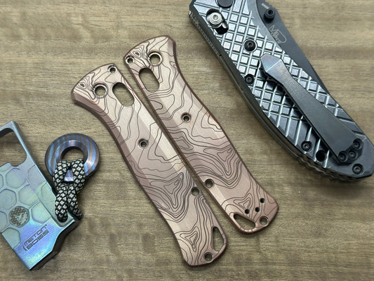 Dark TOPO engraved Copper Scales for Benchmade Bugout 535