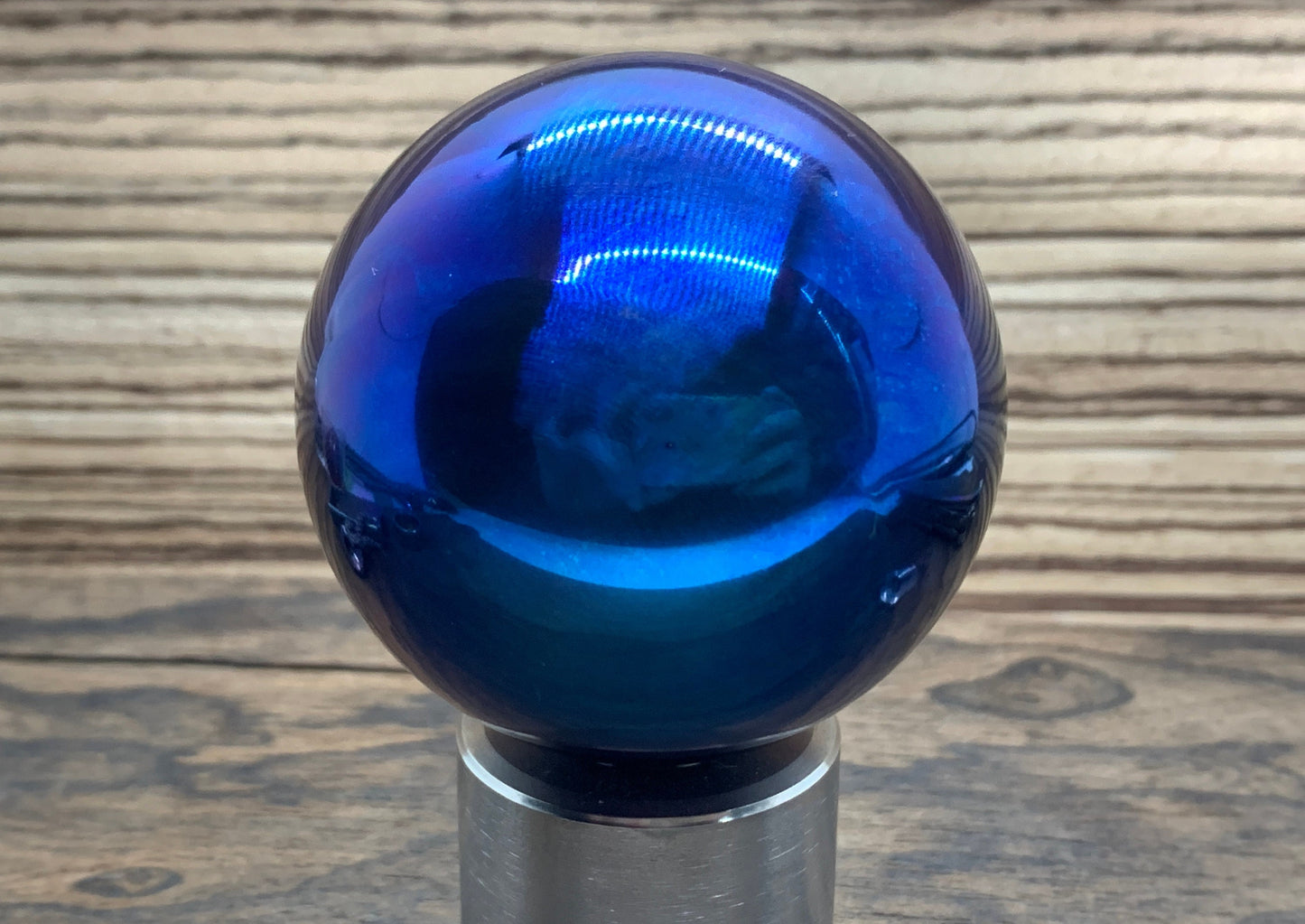 2.15" Flamed Polished Solid Giga Titanium SPHERE +Glow in the dark stand