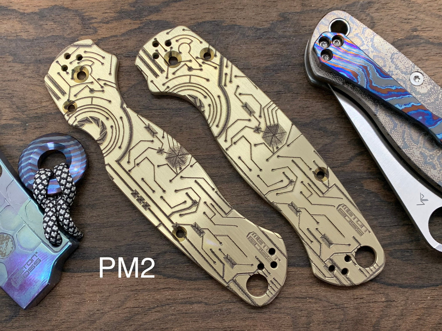 CIRCUIT BOARD engraved Brass Scales for Spyderco Paramilitary 2 PM2