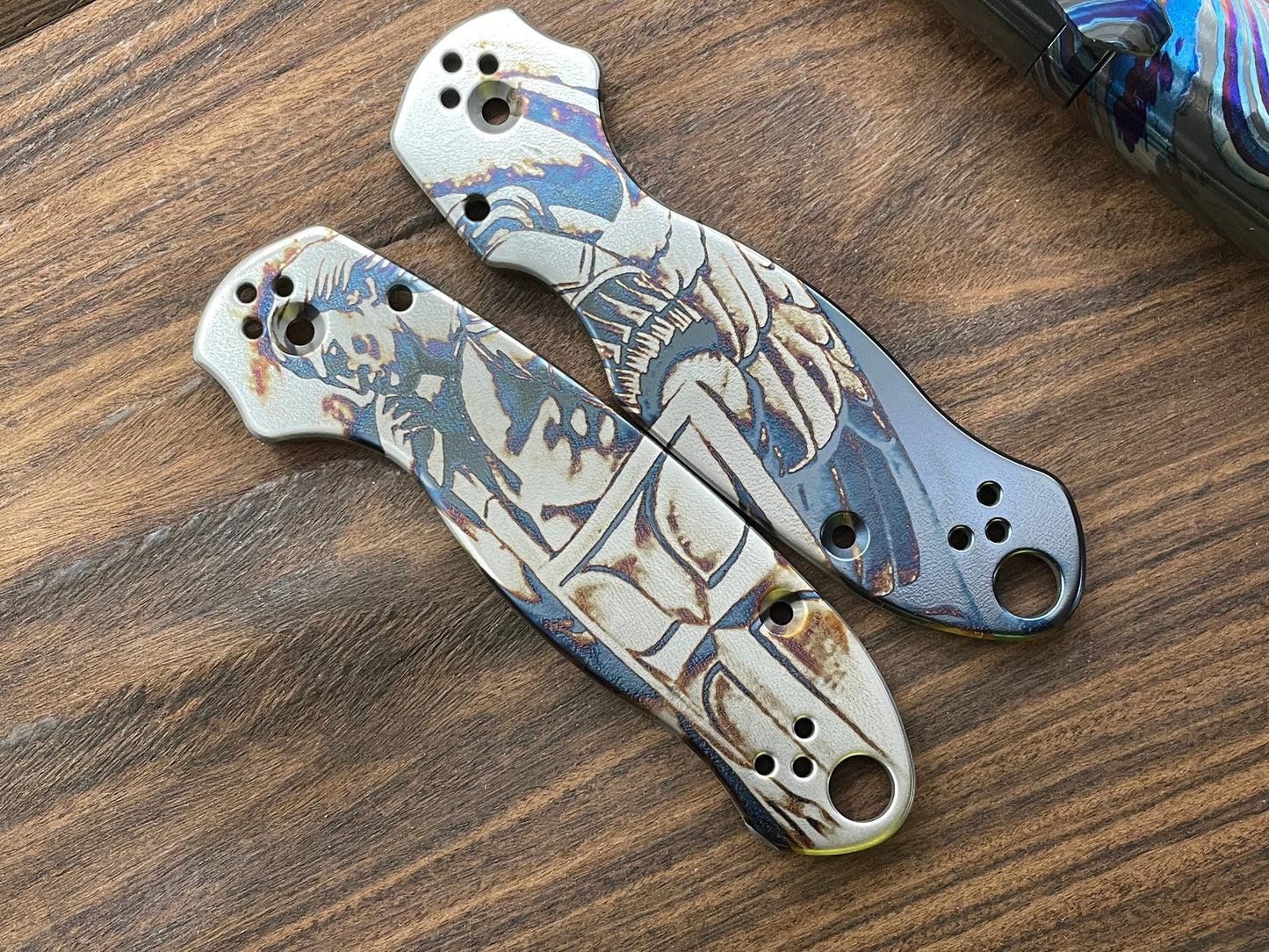 St. Michael the Archangel engraved Titanium Scales for Spyderco Para 3