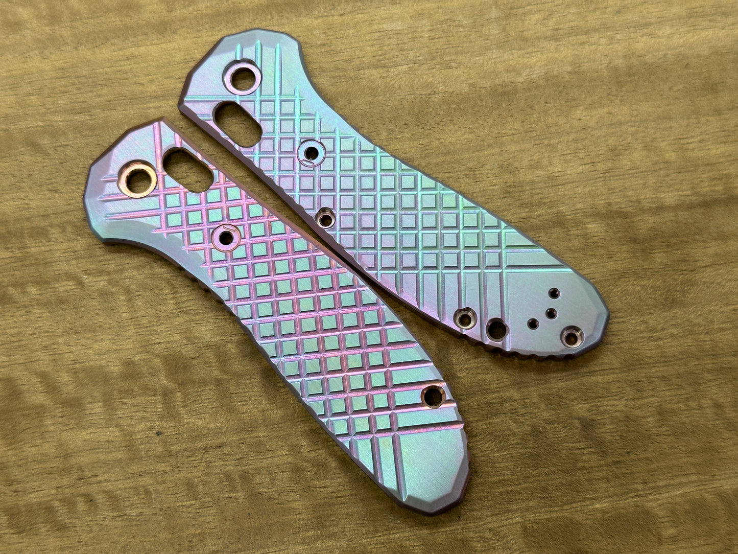 2-Tone Teal Magenta FRAG Titanium Scales for Benchmade GRIPTILIAN 551 & 550