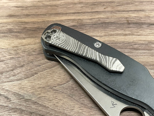 Battleworn BESKAR engraved Dmd Titanium CLIP for most Spyderco models