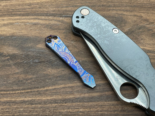 SUNRISE heat ano engraved Dmd Titanium CLIP for most Spyderco models