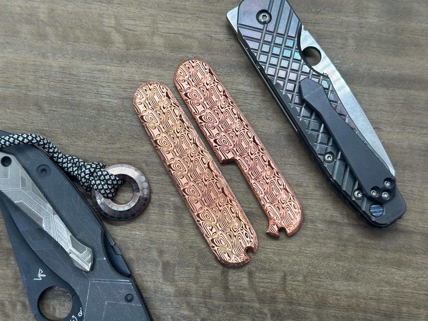 Dama AEGR pattern engraved 91mm Copper Scales for Swiss Army SAK