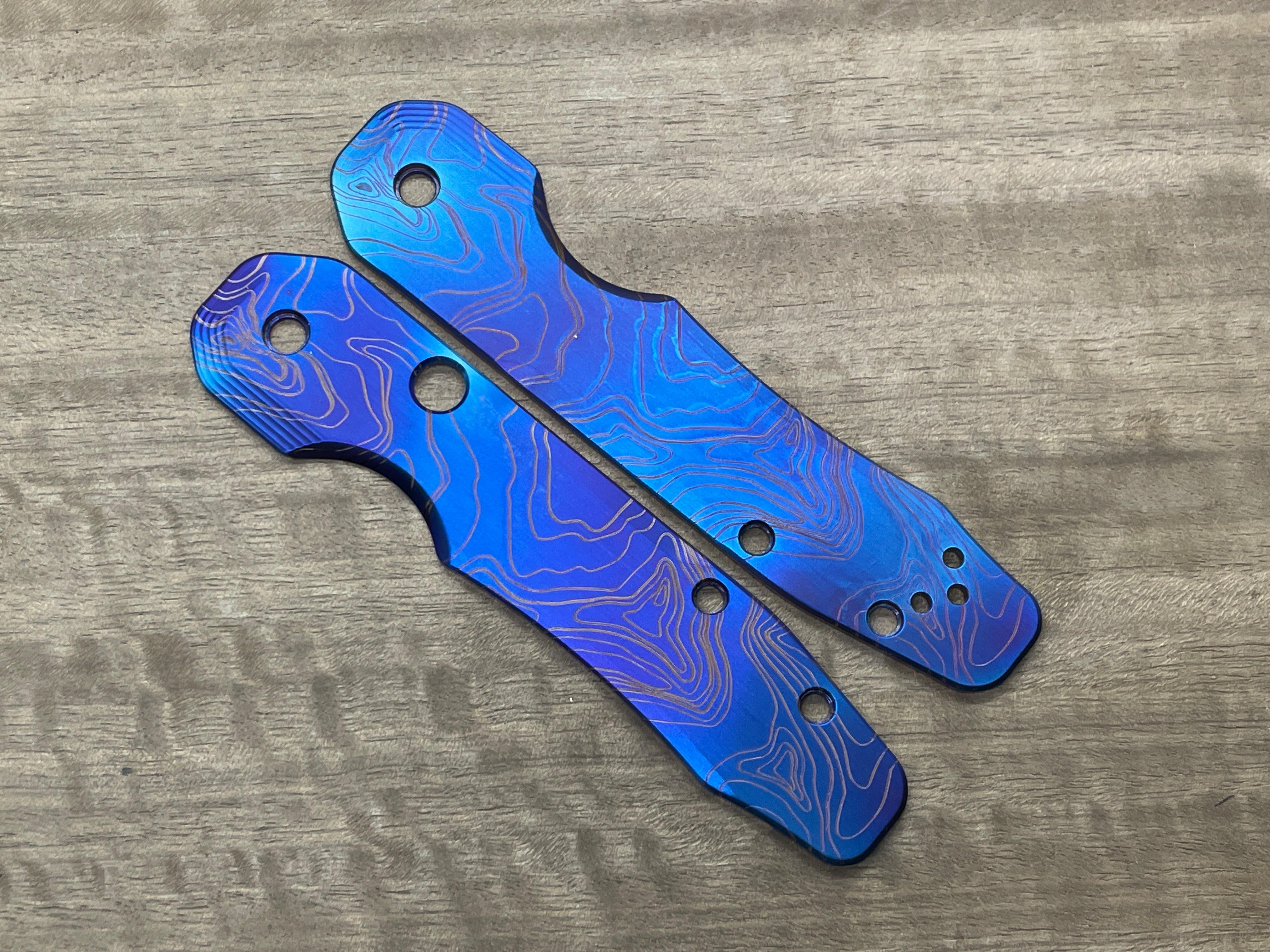 Spyderco Smock - Topographic Lines 2.0 - Deep Fiber Laser Engraved - Titanium Knife Scales - EDC Gear *Knife Install Optional* store