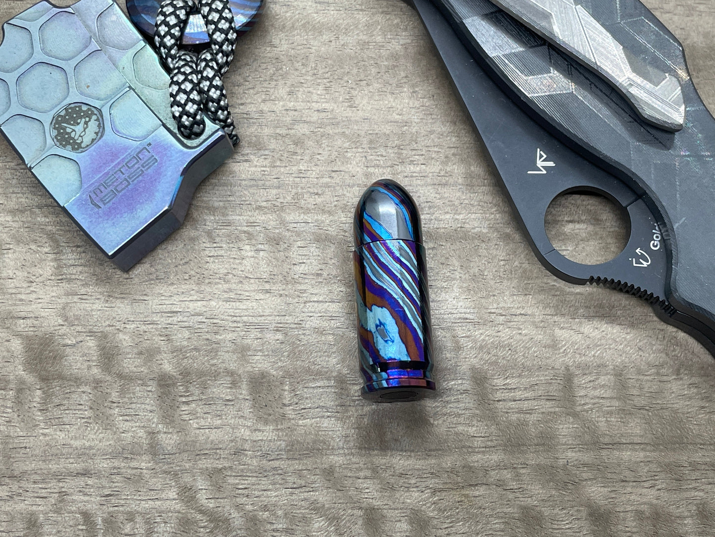 ZircuTi Black Timascus HAPTIC-BULLET Haptic Slider fidget Fridge magnet