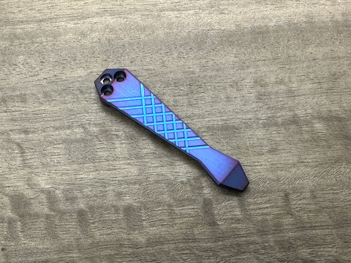 2 Tone (Blue-Purple) FRAG Cnc milled Titanium CLIP for most Spyderco models