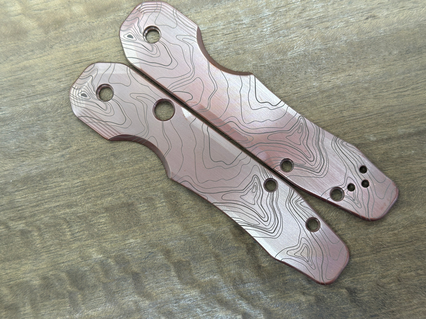 Dark TOPO engraved Copper Scales for Spyderco SMOCK