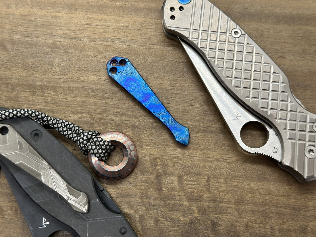 Dama TWIST Flamed Spidy Titanium CLIP for most Spyderco models