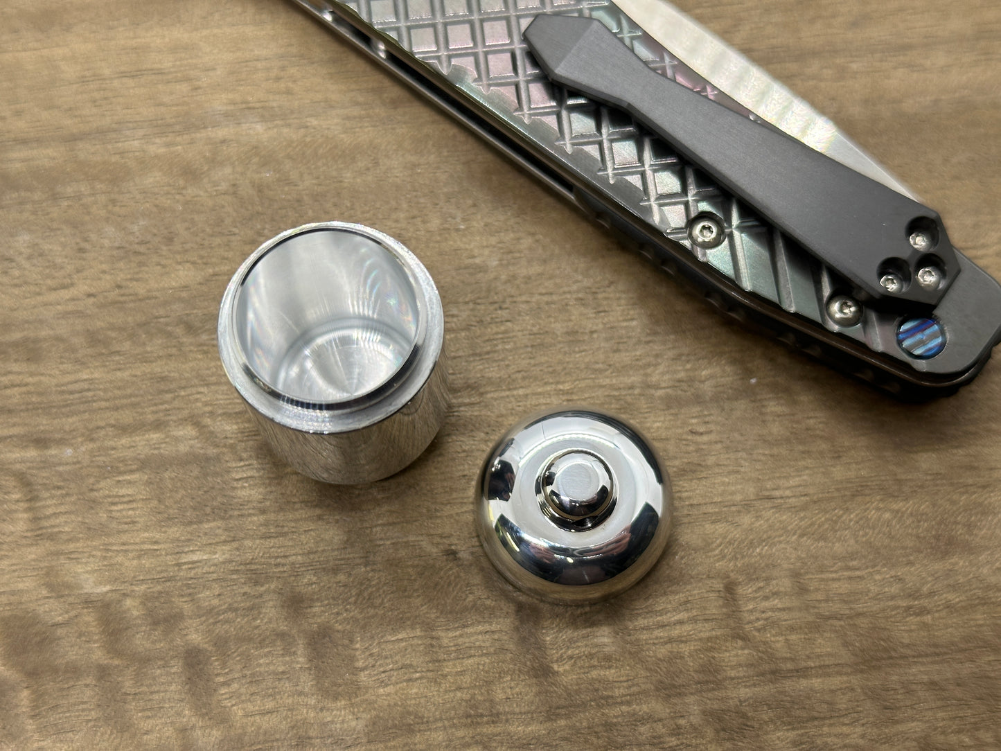 Keychain Polished Aluminum Pill Box Pocket Pill Case Stash box Meton-Vault