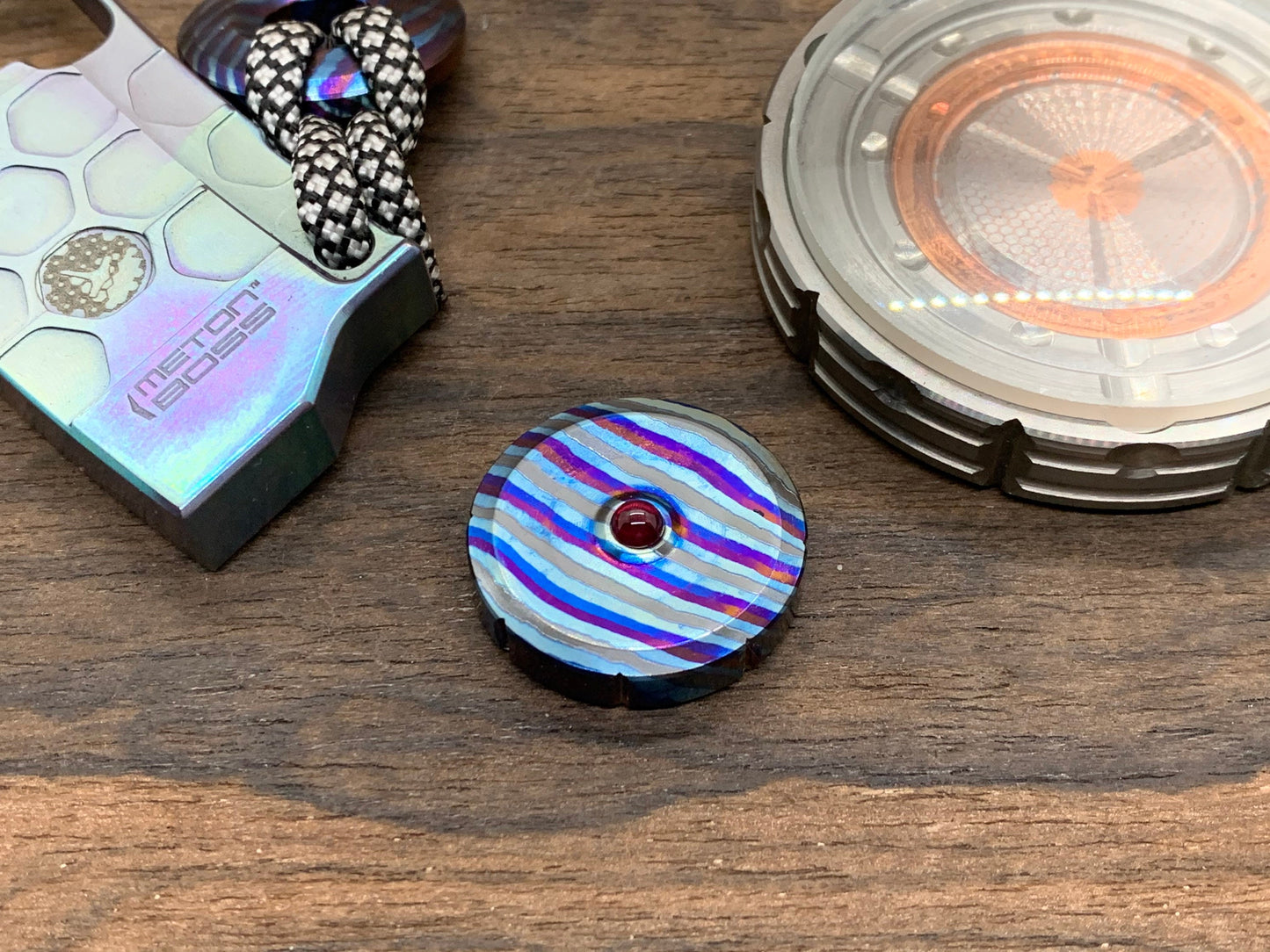 1" ZircuTi TWIST Spinning Worry Coin Black Timascus Spinning Coin