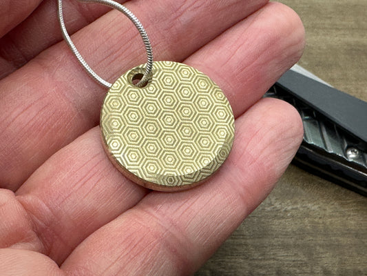 HONEYCOMB engraved Brass PENDANT Keychain