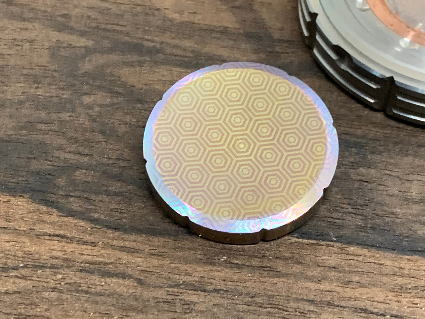 TEAL-Magenta Honeycomb Titanium Spinning Worry Coin Spinning Top