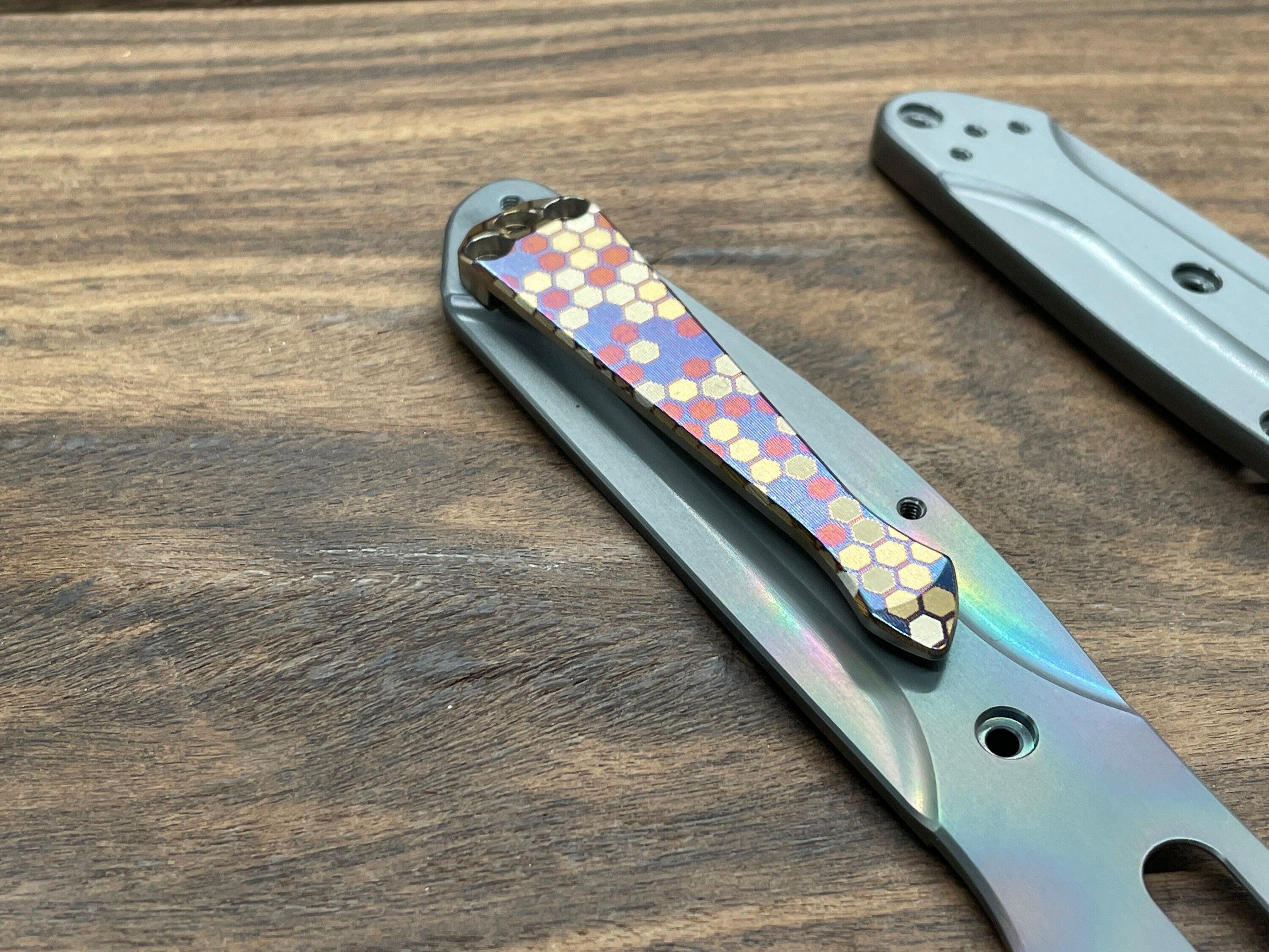 HONEYCOMB heat ano engraved SPIDY Titanium CLIP for most Benchmade models