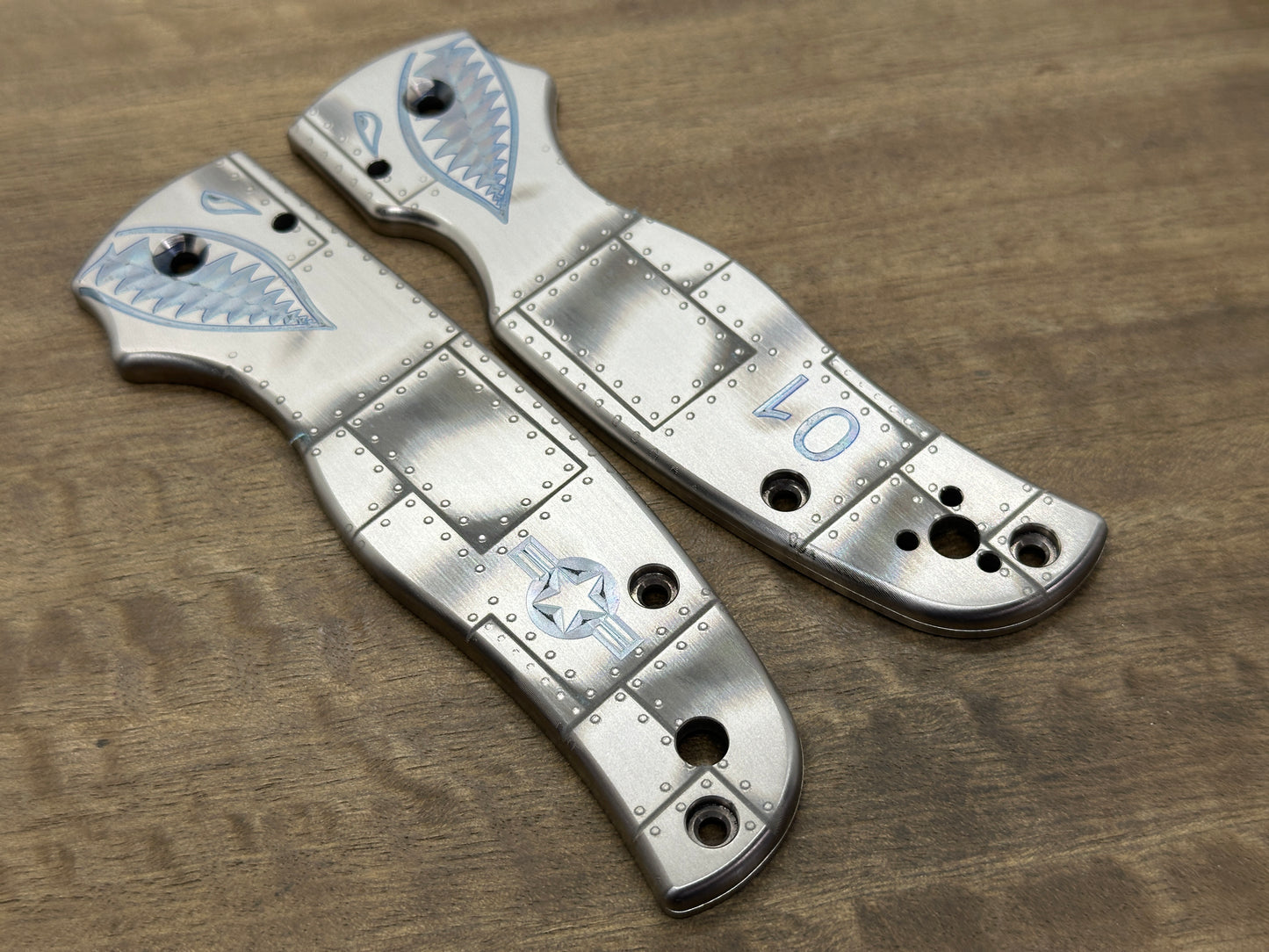 P40 RIVETED AIRPLANE Titanium Scales for SHAMAN Spyderco