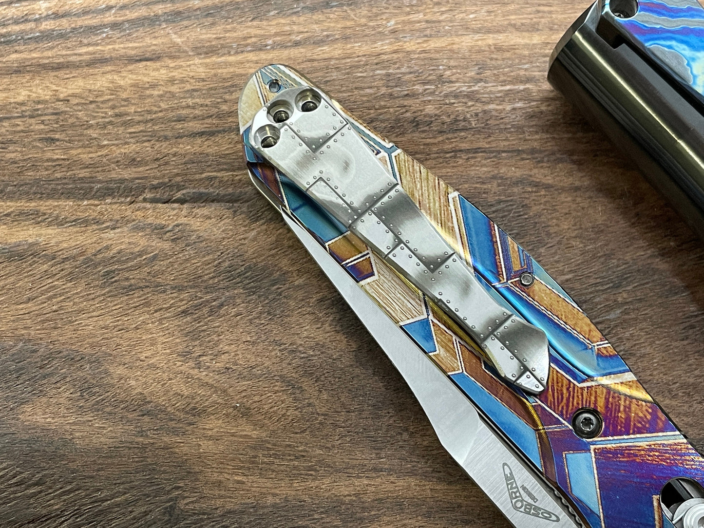 RIVETED Airplane engraved SPIDY Titanium CLIP for most Benchmade models