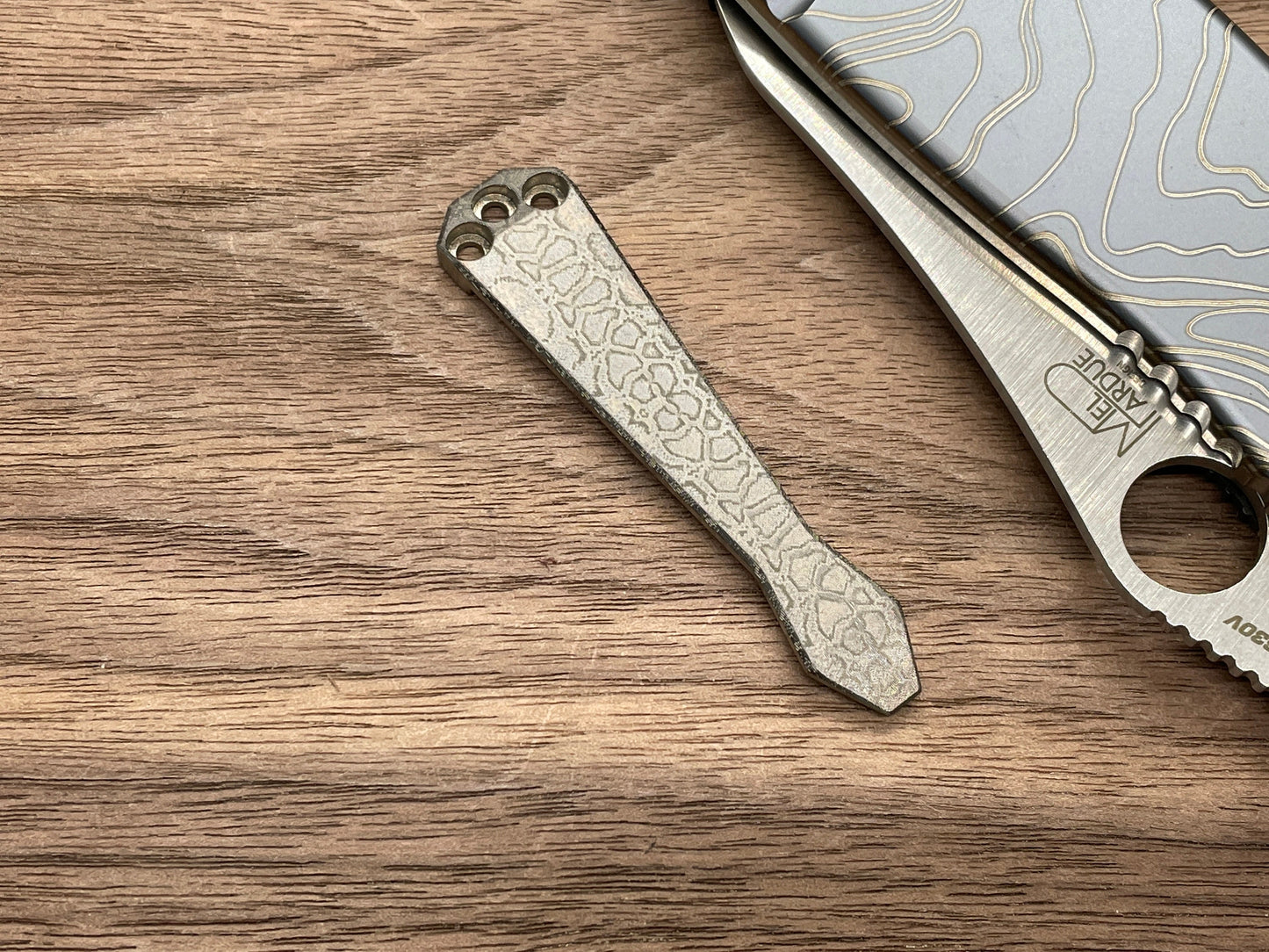 REPTILIAN engraved Dmd Titanium CLIP for most Benchmade models