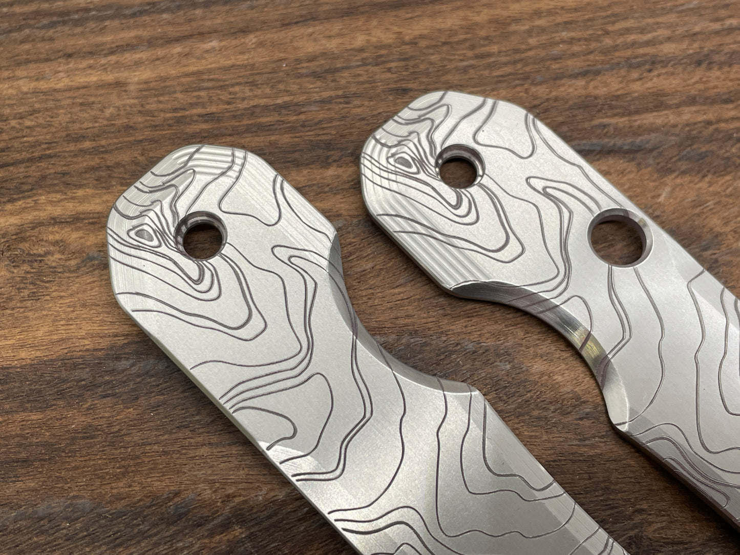 TOPO engraved Titanium Scales for Spyderco SMOCK