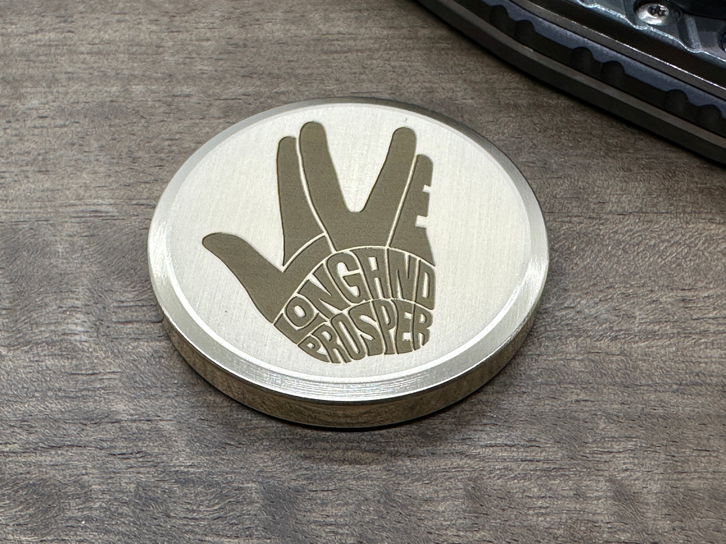 3 Sizes LIVE LONG and PROSPER engraved Brass Worry Coin