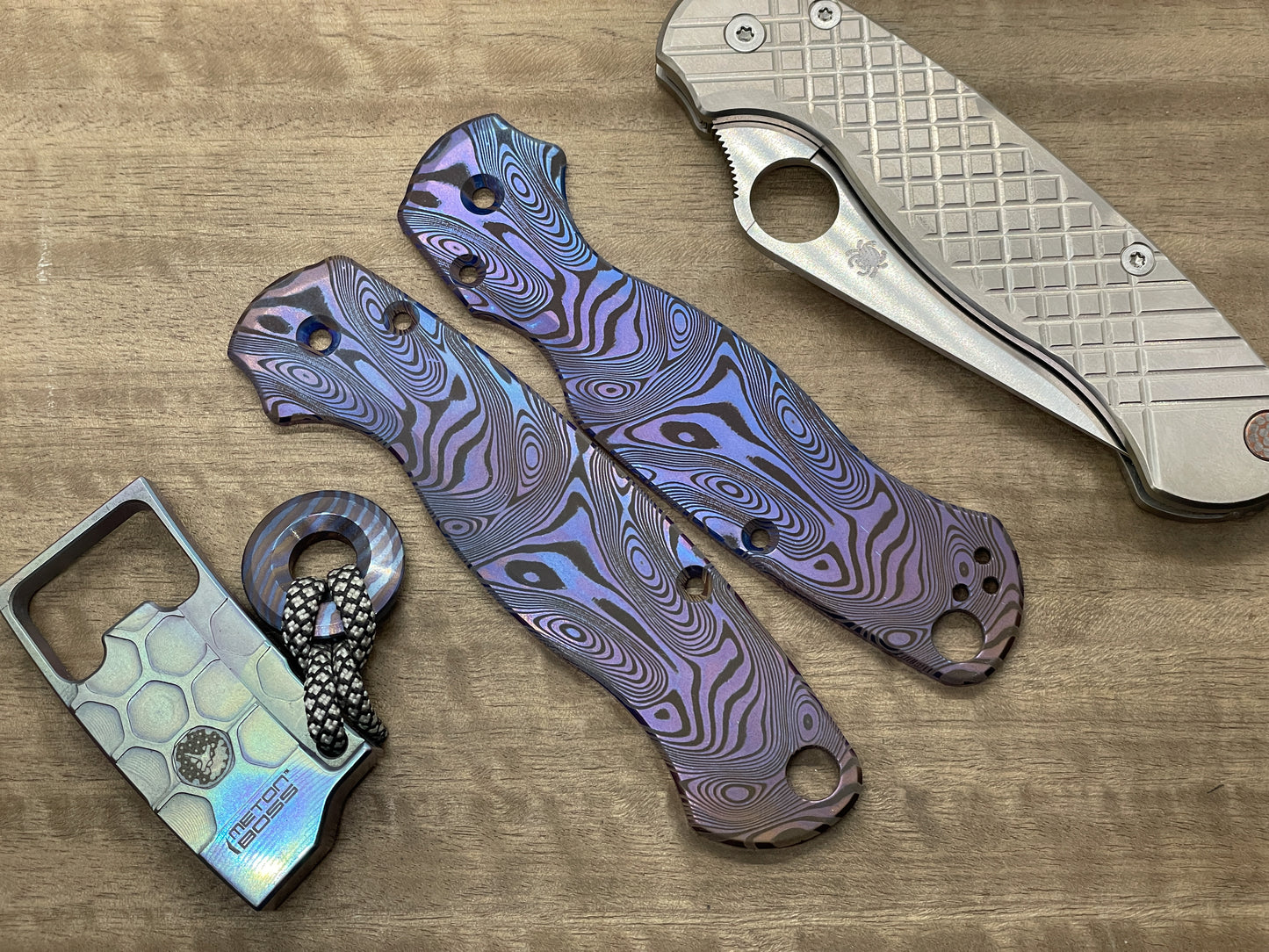 Dama Fish Flamed Titanium scales for Spyderco Paramilitary 2 PM2