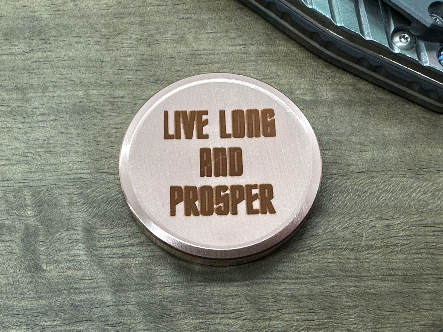 3 Sizes LIVE LONG and PROSPER engraved Copper Worry Coin