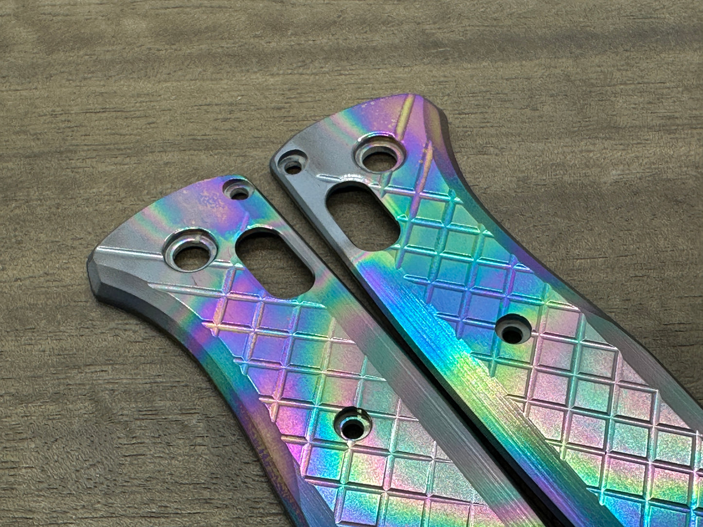 Oil Slick Polished FRAG Cnc milled Titanium Scales for Benchmade Bugout 535