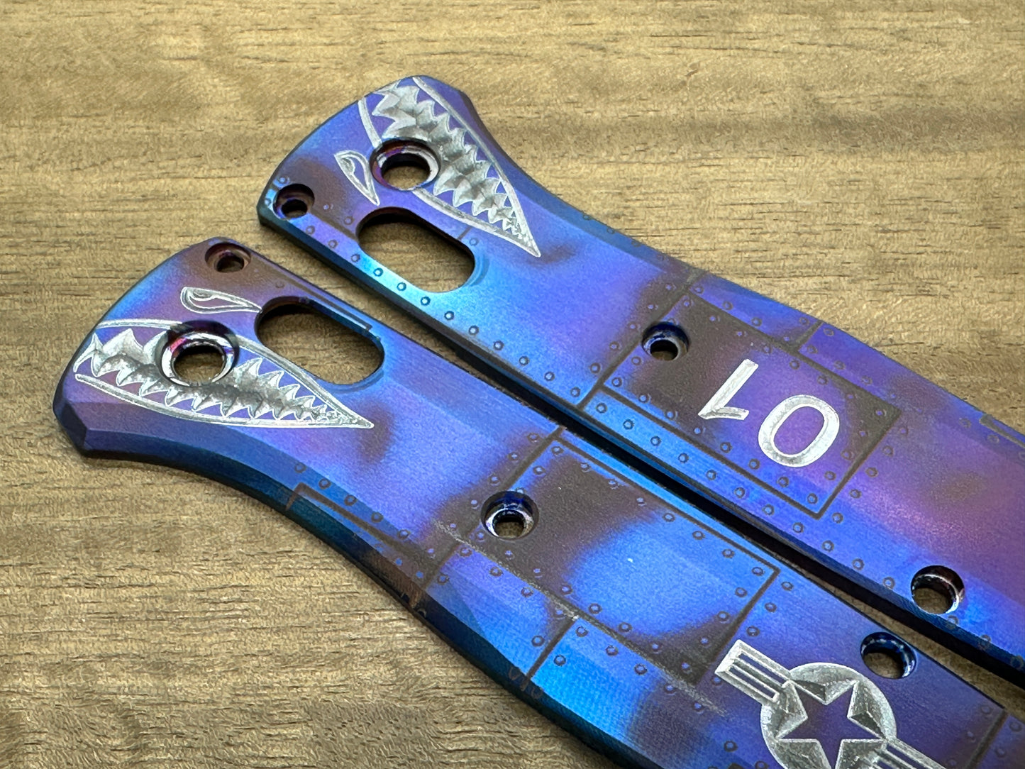 P40 Riveted Flamed Titanium Scales for Benchmade Bugout 535