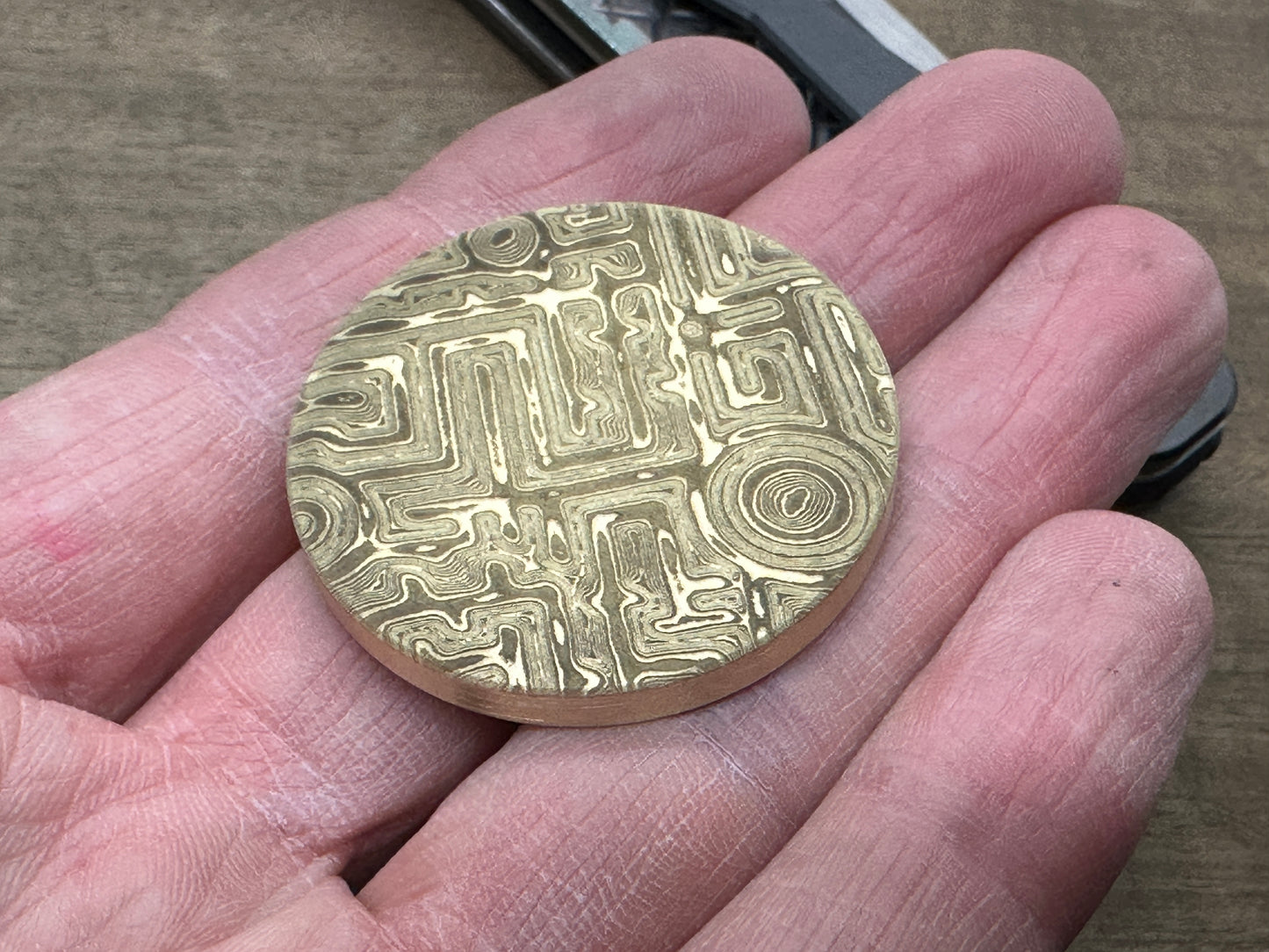 3 Sizes Mystery engraved Brass Worry Coin