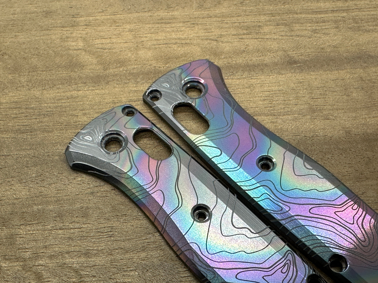 Oil Slick TOPO engraved Zirconium Scales for Benchmade Bugout 535