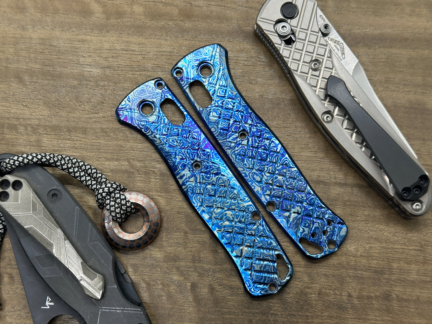 ALIEN Flamed Polished FRAG Cnc milled Titanium Scales for Benchmade Bugout 535