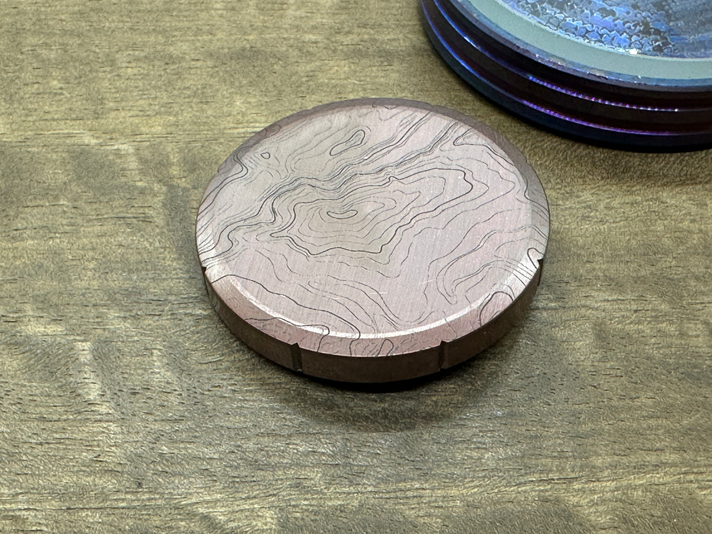 TOPO engraved Copper Spinning Worry Coin Spinning Top