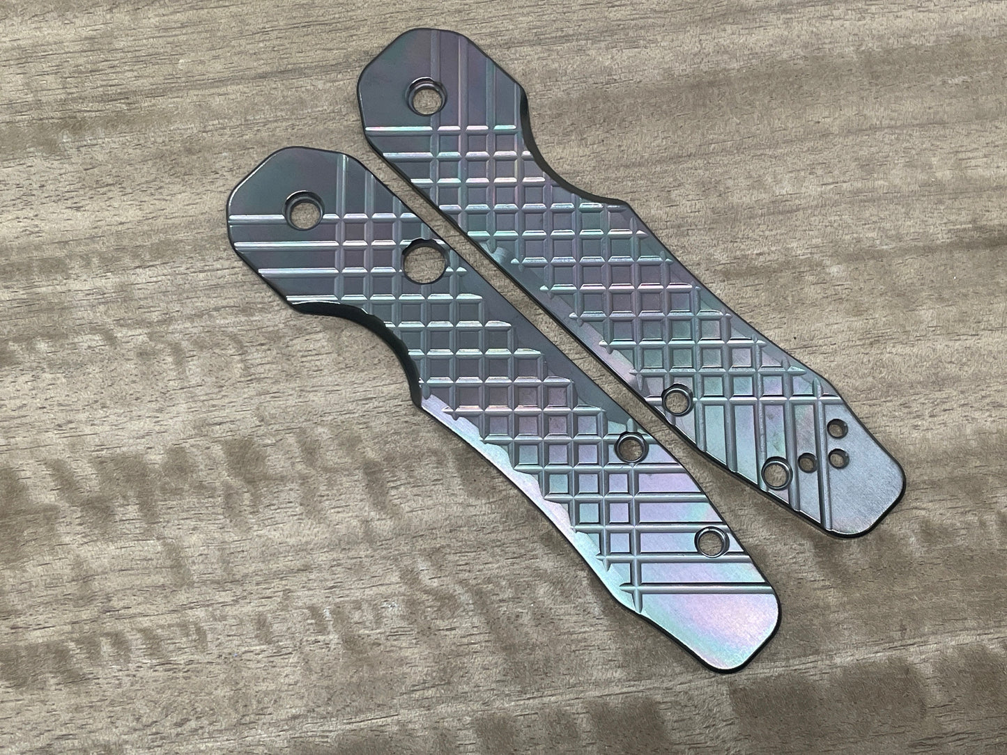 Oil Slick FRAG milled Black Zirconium Scales for Spyderco SMOCK