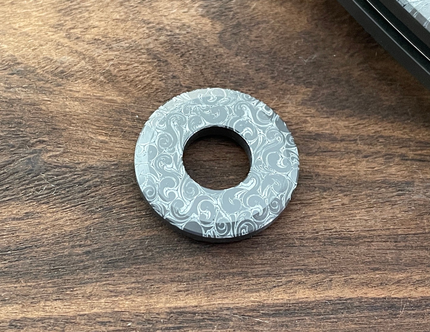 VICTORIA engraved black Zirconium lanyard bead Paracord bead Dog tag