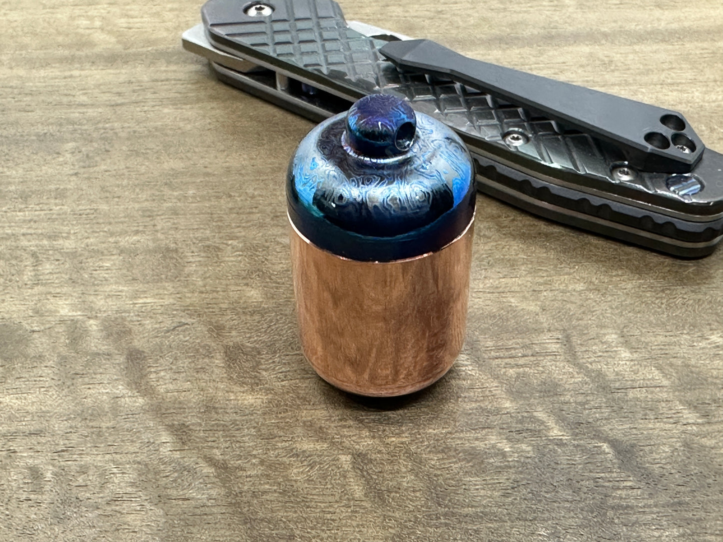 Keychain Copper Titanium Flamed Pill Box Pocket Pill Case Stash box Meton-Vault