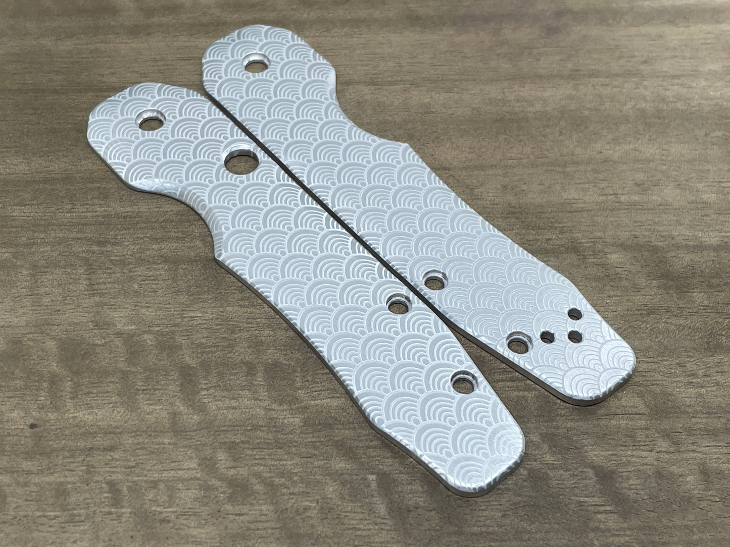 SEIGAIHA pattern Aerospace Aluminum Scales for Spyderco SMOCK