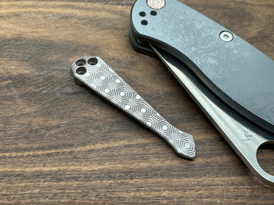 HONEYCOMB engraved SPIDY Titanium CLIP for most Spyderco models