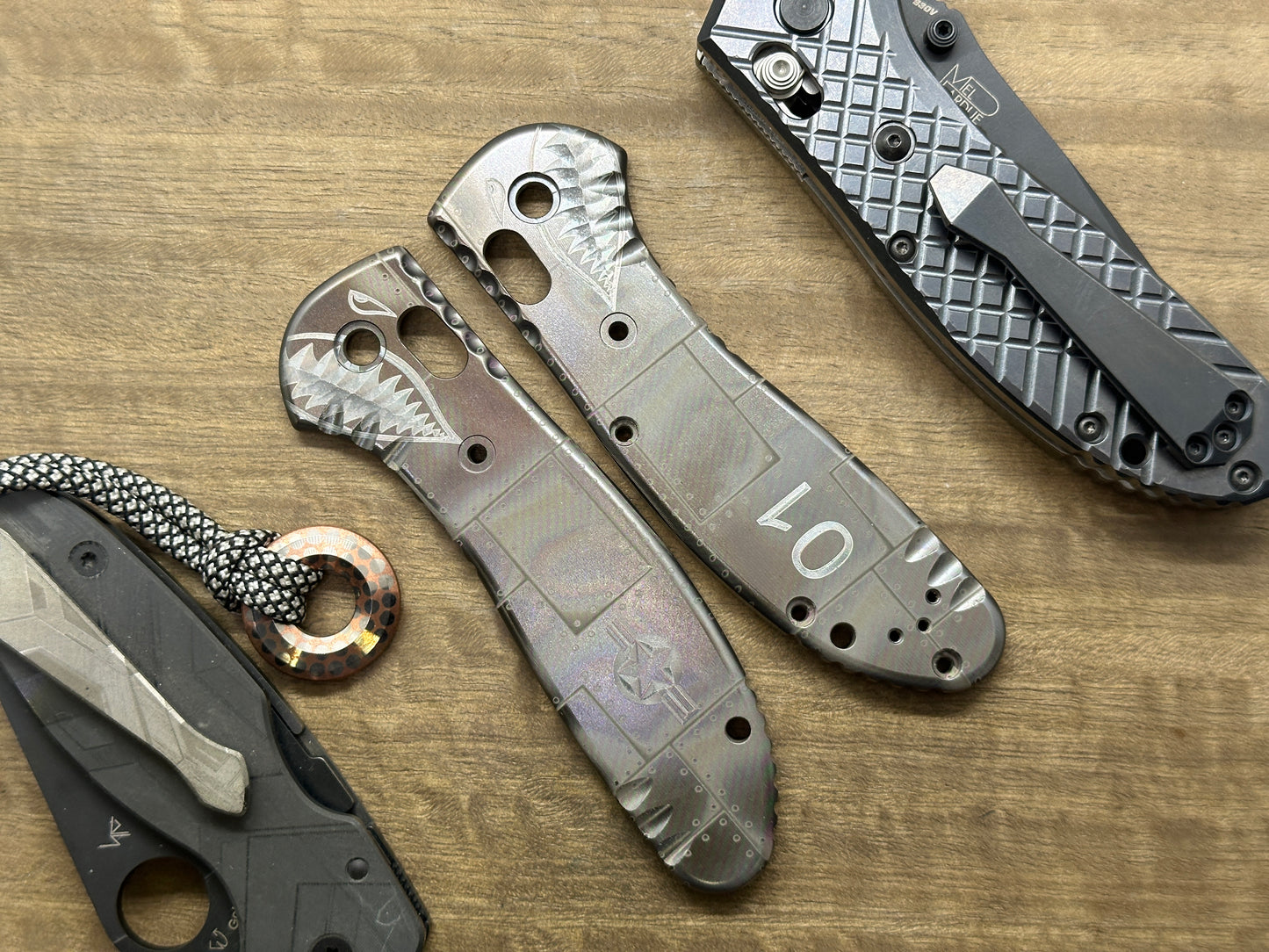 Black P40 Riveted Airplane Titanium Scales for Benchmade GRIPTILIAN 551 & 550
