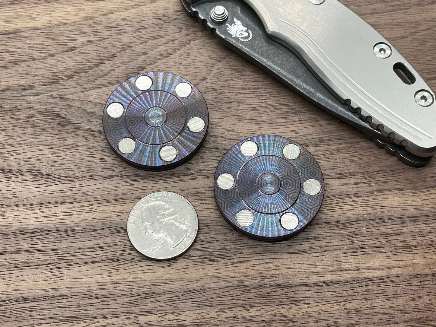 Flamed BESKAR Mandalorian HAPTIC Coins CLICKY Titanium Haptic Slider Fidget