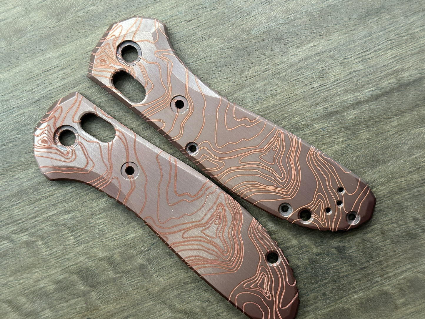 TOPO engraved Dark COPPER Scales for Benchmade GRIPTILIAN 551 & 550