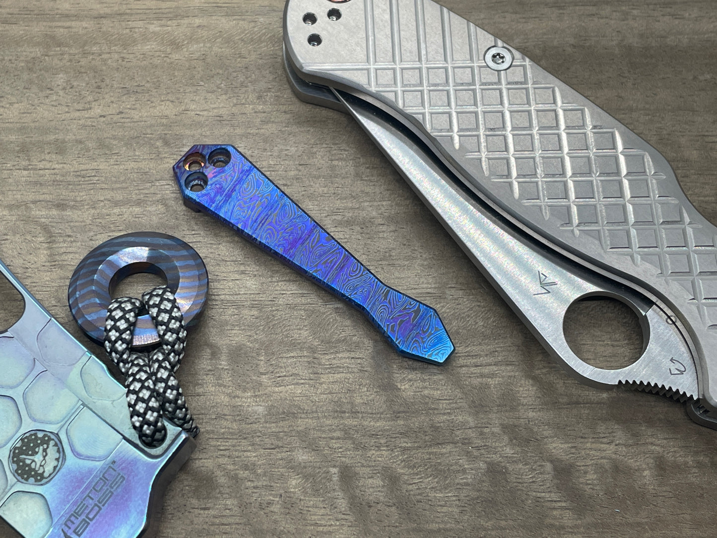 Dama Heimskringl Flamed Dmd Titanium CLIP for most Spyderco models