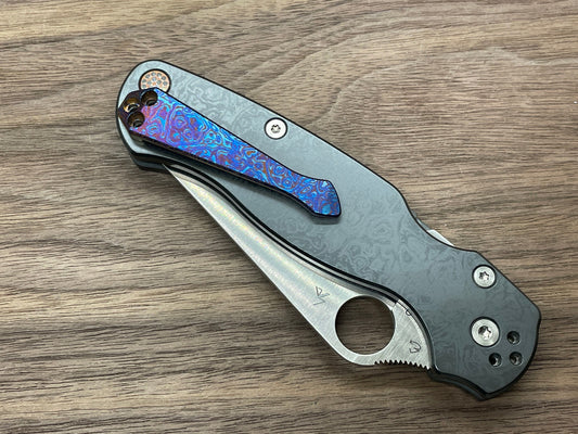 ALIEN heat ano engraved SPIDY Titanium CLIP for most Spyderco models