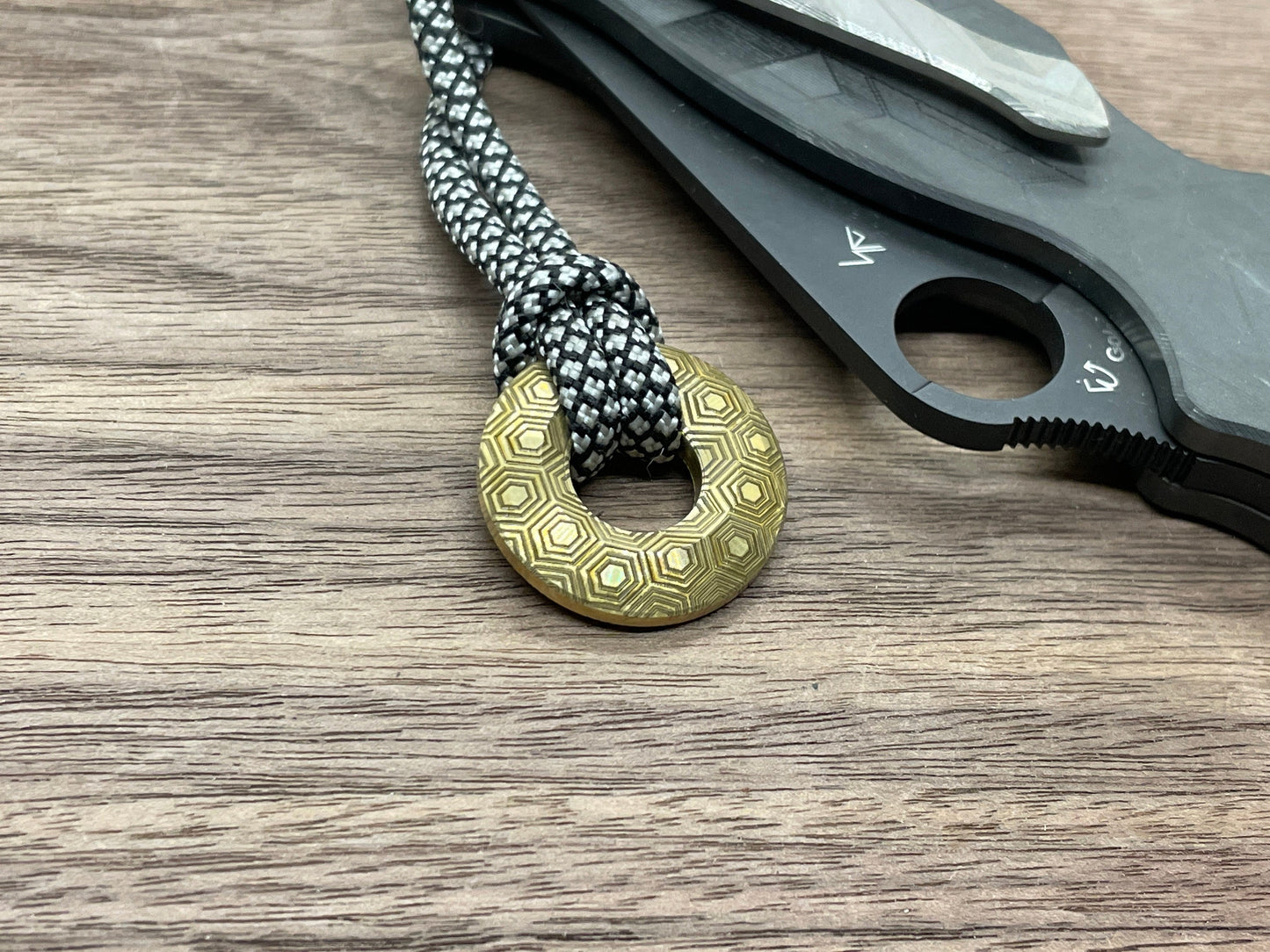 HONEYCOMB engraved Brass lanyard bead Paracord bead Dog tag