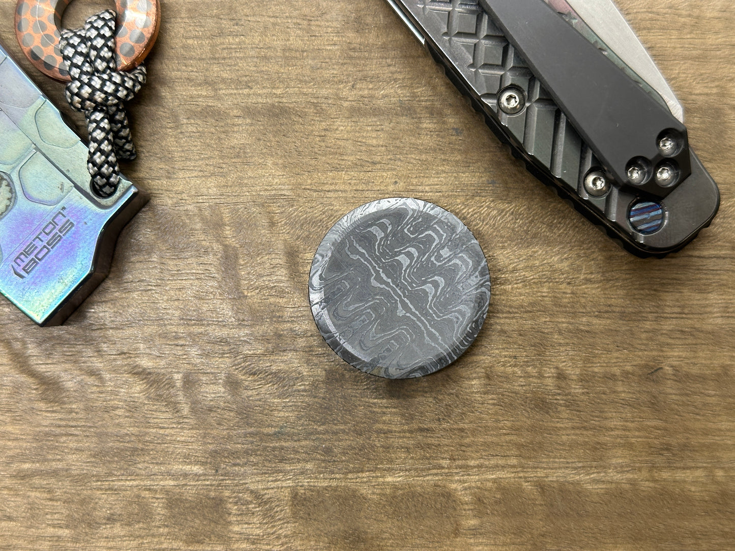 4 sizes RIPPLE engraved Black Zirconium Worry Coin