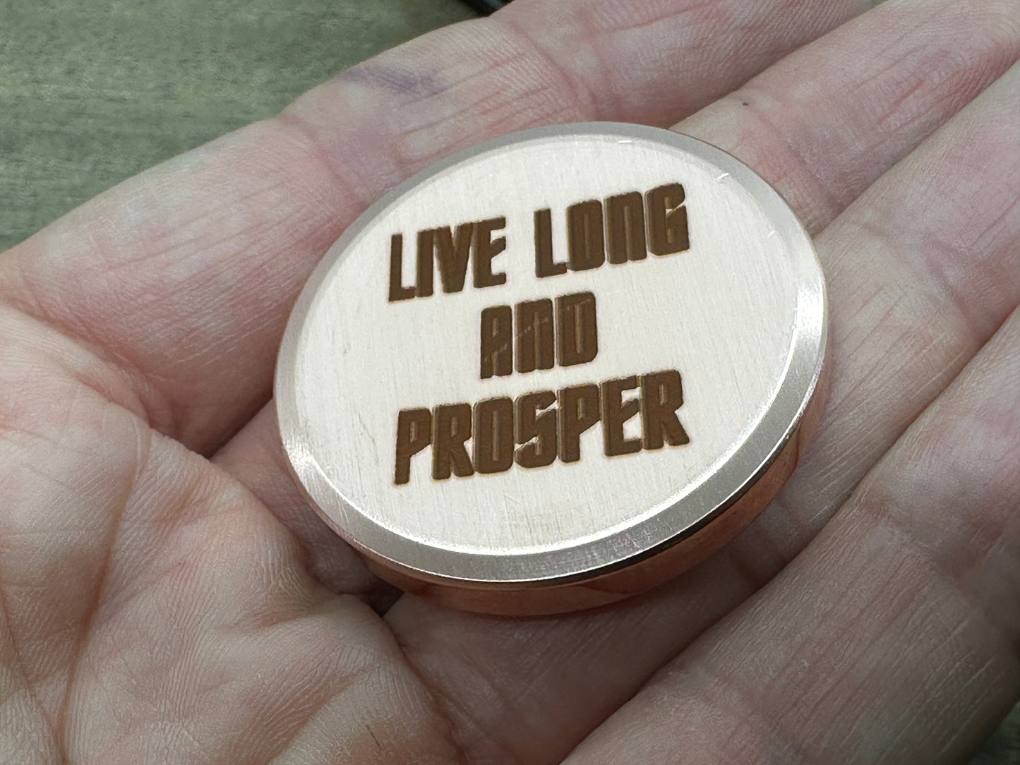 3 Sizes LIVE LONG and PROSPER engraved Copper Worry Coin