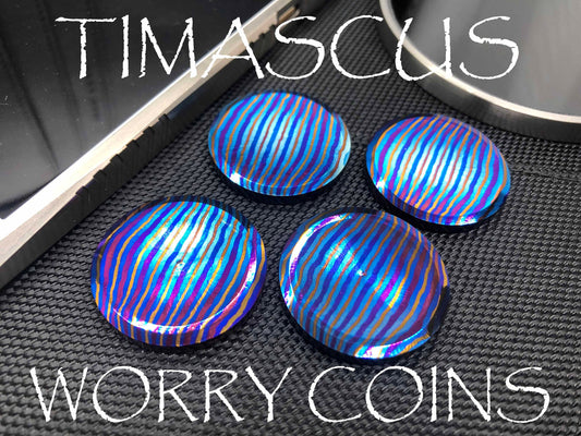 One 1.23" Timascus Worry Coin