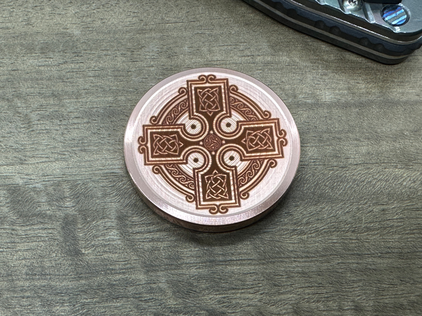 3 Sizes TREE of LIFE / Celtic Cross Copper Worry Coin