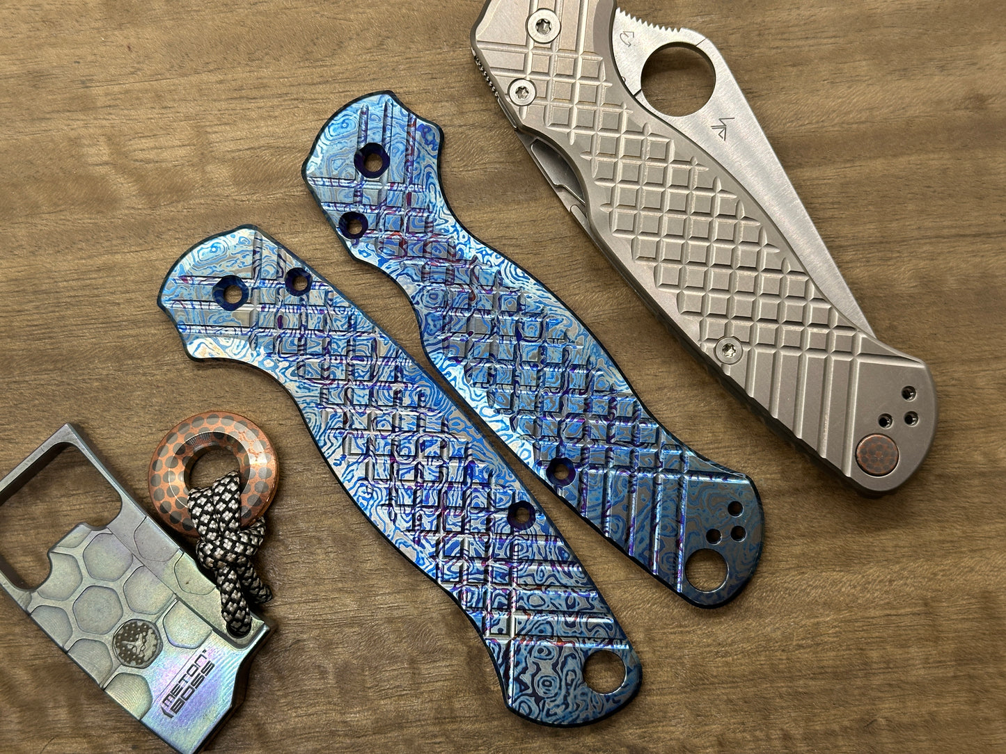 ALIEN Blue FRAG Cnc milled Titanium scales for Spyderco Paramilitary 2 PM2